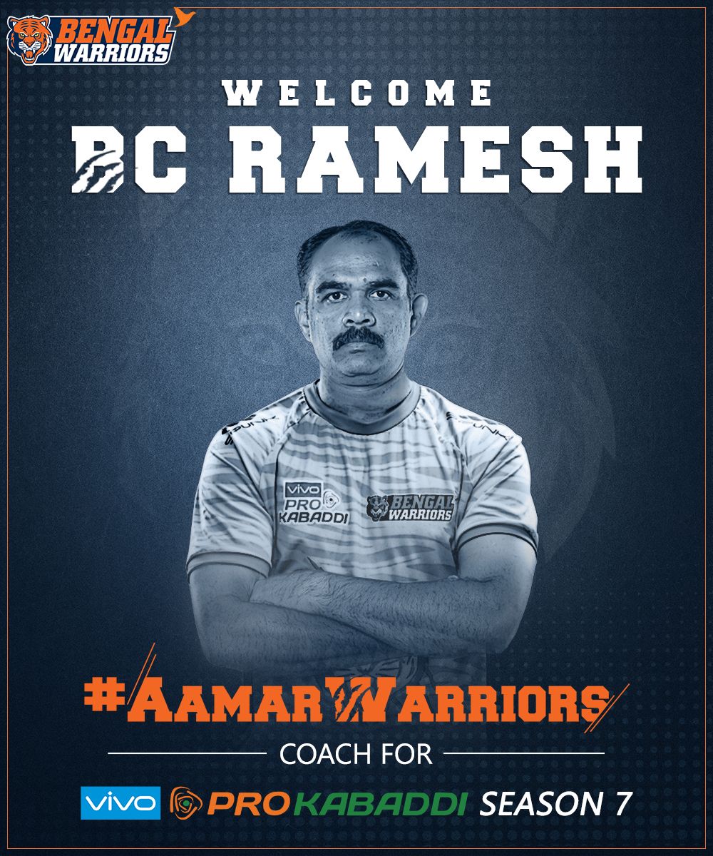 BC Ramesh Season 7b Pro Kabaddi League Bengal Warriors Coach