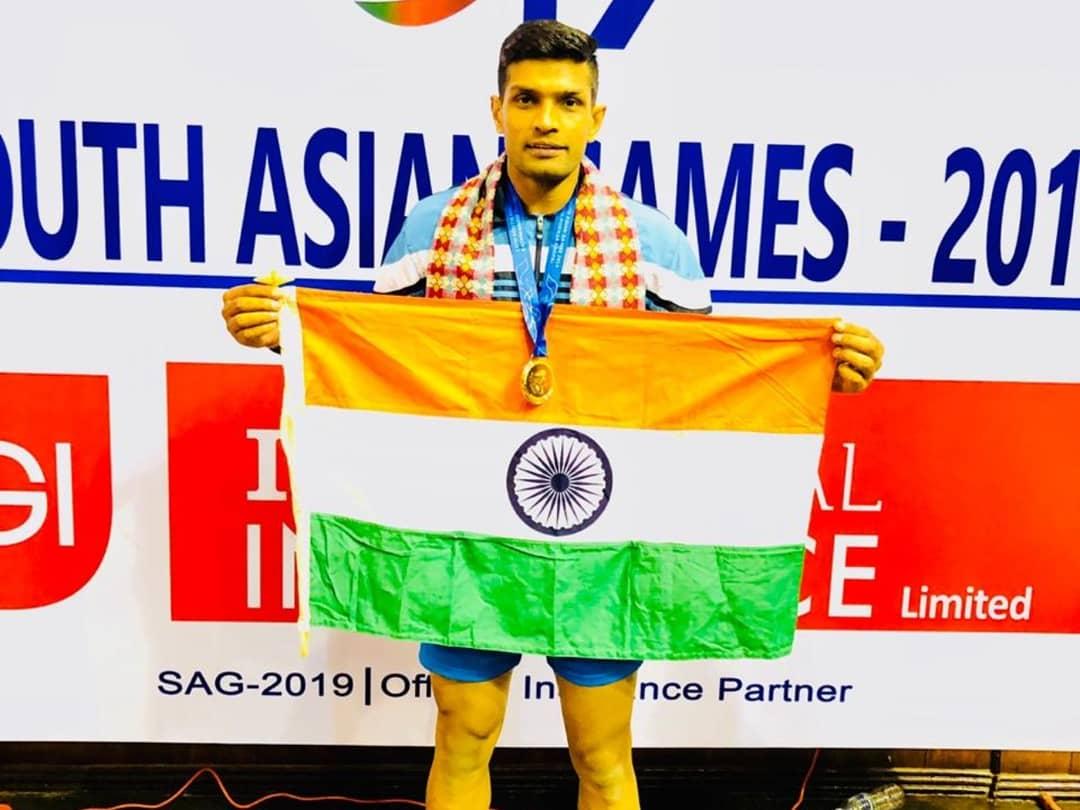 Deepak Niwas Hooda after winning gold at 2019 SAF Games