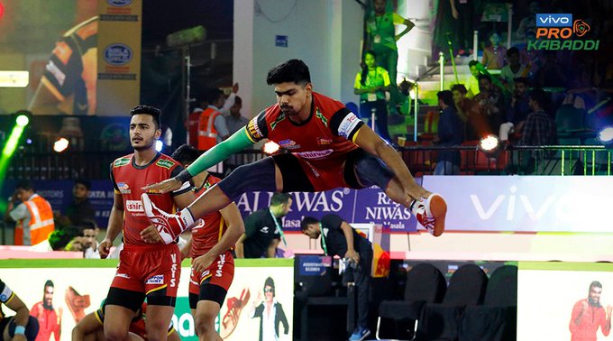 Pawan Sehrawat registered yet another Super 10 for Bengaluru Bulls