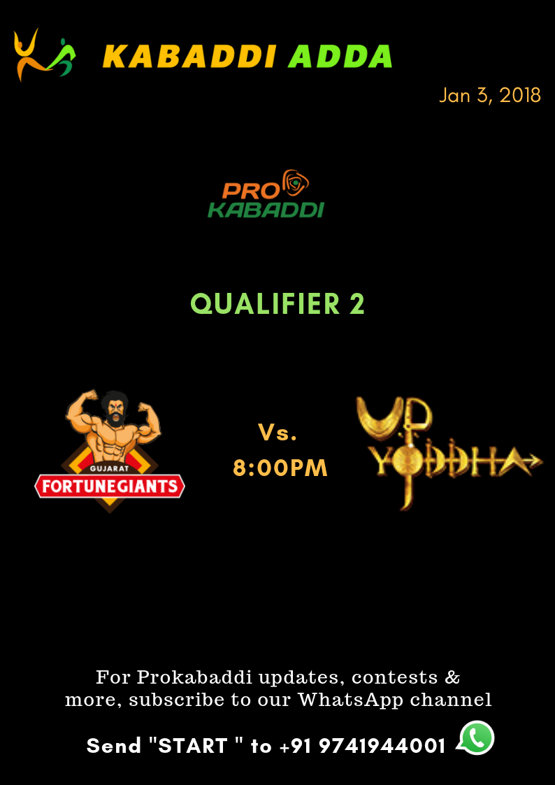 Prokabaddi season 6, qualifier 2 schedule