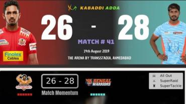 pro kabaddi live Gujarat vs Bengal