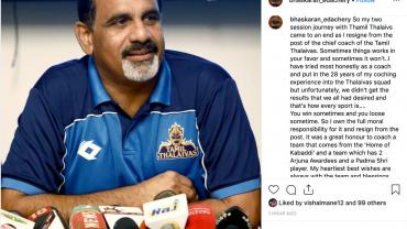 tamil thalaivas coach bhaskaran resigns