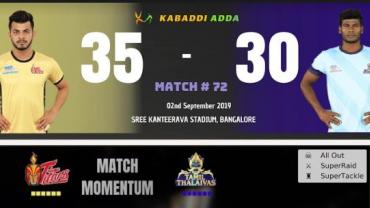 Telugu Titans is playing against Tamil Thalaivas