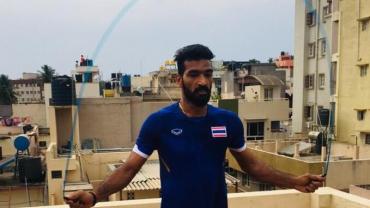 Sukesh Hegde working out at his terrace 