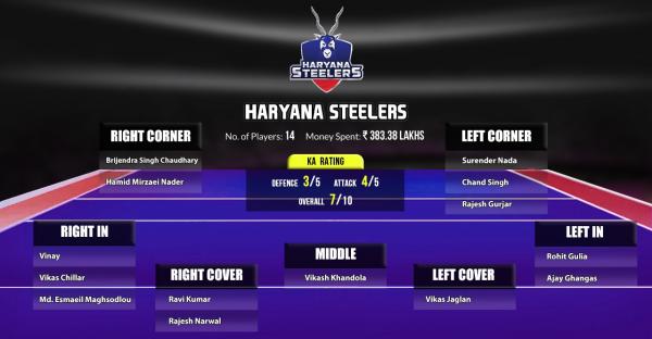 Haryana Steelers PKL 8 Squad